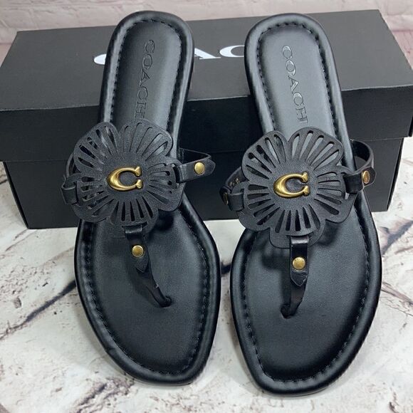 7.5 COACH JULIA SANDALS in black new in box - Picture 1 of 10